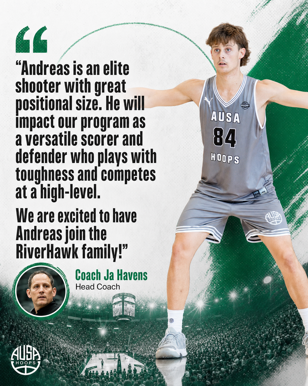 Andreas Grubisa Commits to Northeastern State University — quote graphic