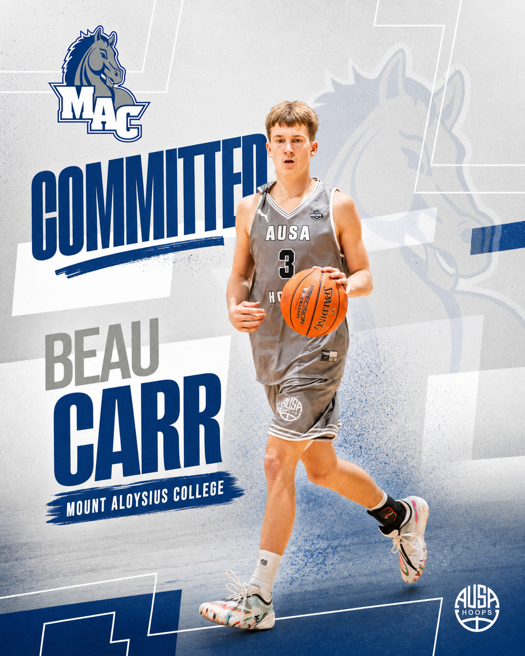Beau Carr Commits to Mount Aloysius College, commitment graphic