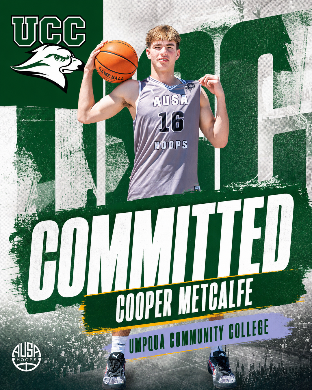 Cooper Metcalfe Commits to Umpqua Community College — commitment graphic