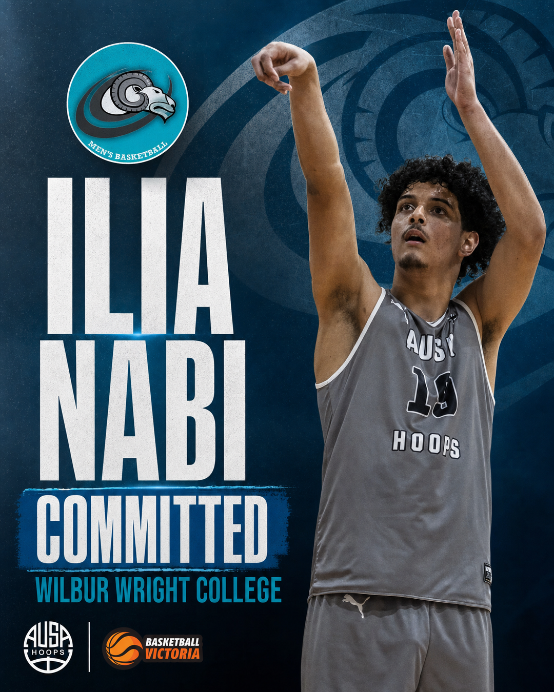 Ilia Nabi Commits to Wilbur Wright College Basketball — commitment graphic