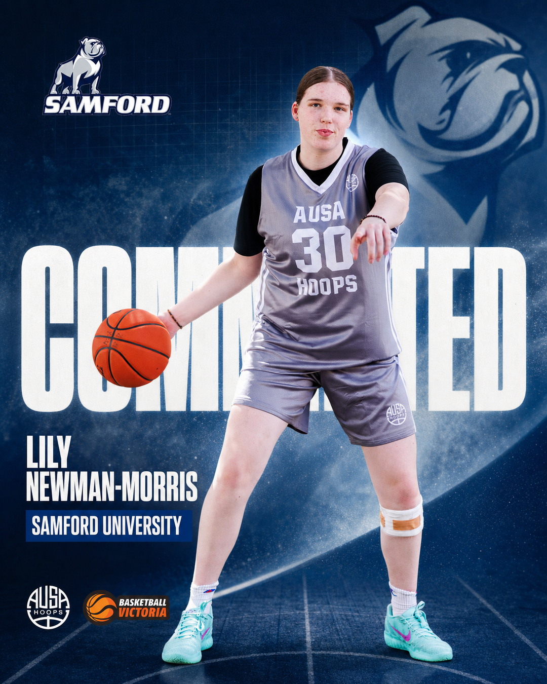 Lily Newman-Morris commits to Samford University for basketball, commitment graphic