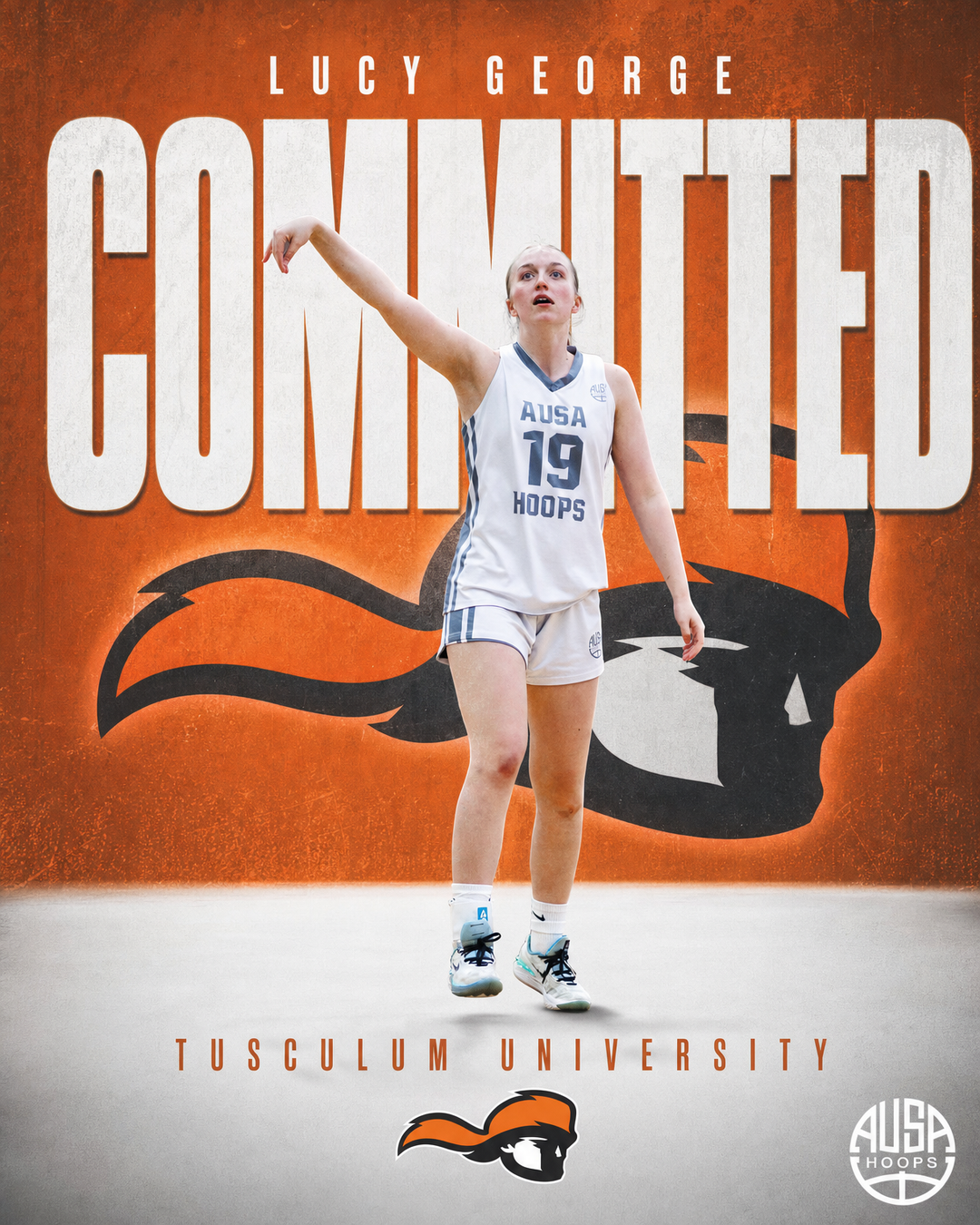 Lucy George Commits to Tusculum University Basketball, commitment graphic