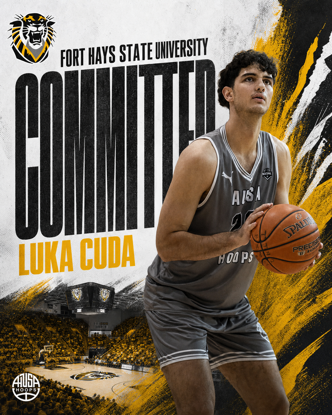 Luka Cuda Commits to Fort Hays State University Basketball — commitment graphic