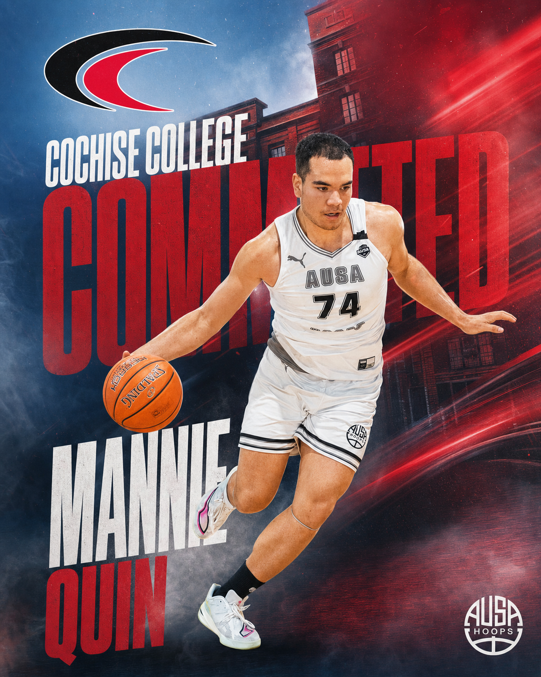 Mannie Quin Commits to Cochise College Men's Basketball — commitment graphic