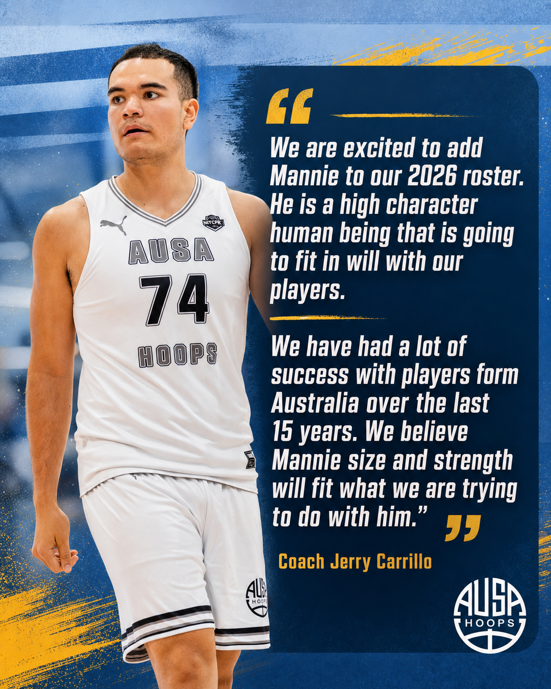 Mannie Quin Commits to Cochise College Men's Basketball — quote graphic