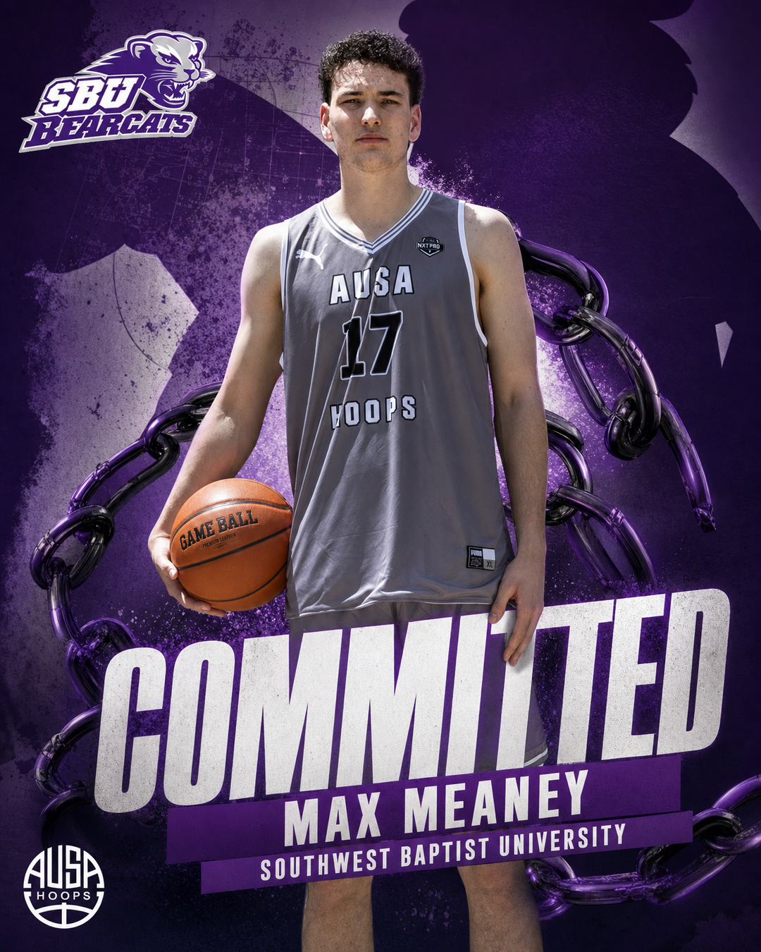 Max Meaney commits to Southwest Baptist University in 2026, commitment graphic