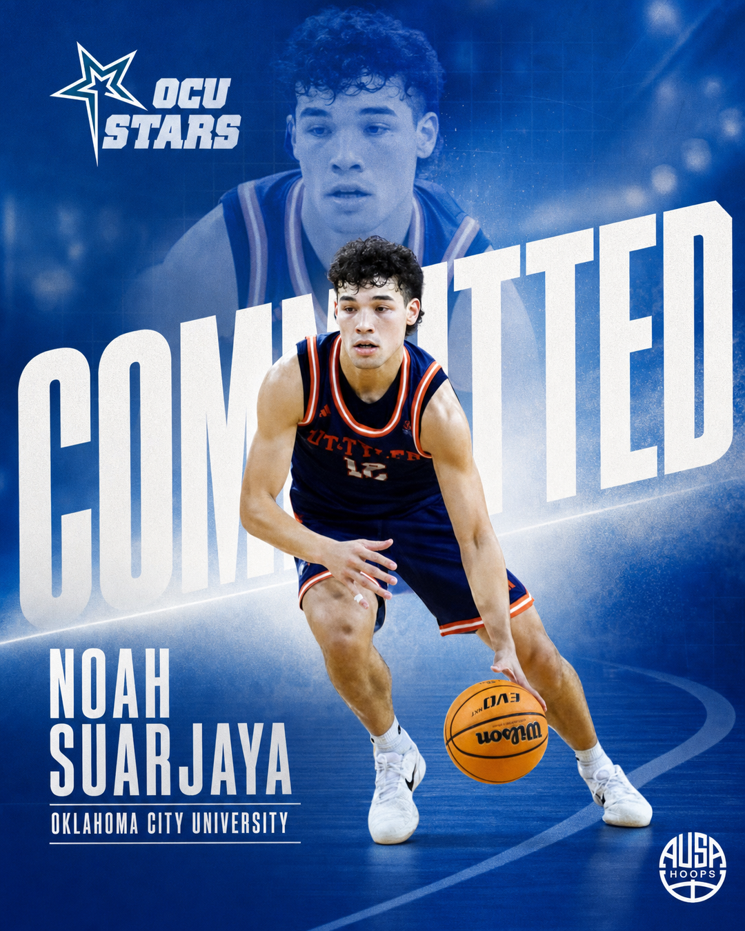 Noah Suarjaya commits to Oklahoma City University, commitment graphic