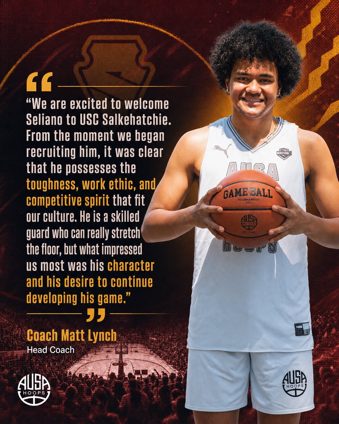 Seliano Melekiola Commits to USC Salkehatchie Basketball — quote graphic