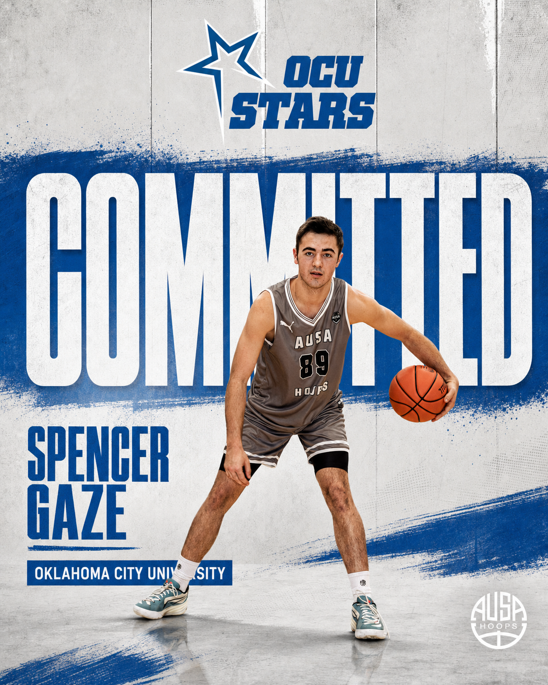 Spencer Gaze Commits to Oklahoma City University Basketball, commitment graphic