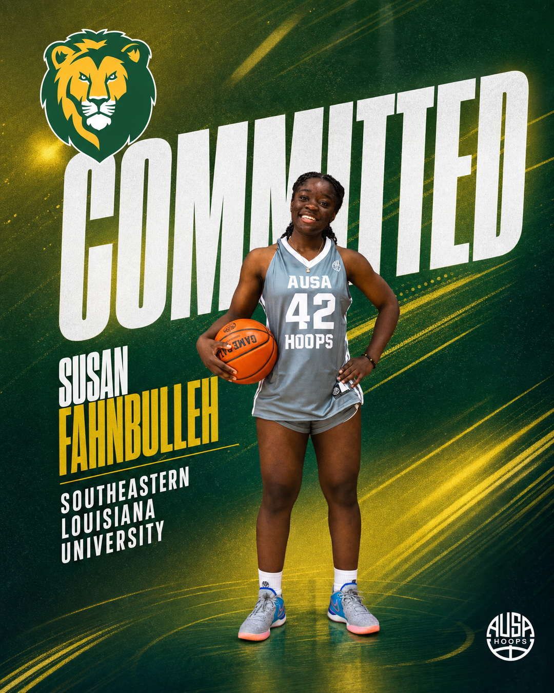 Susan Fahnbulleh Commits to Southeastern Louisiana University — commitment graphic