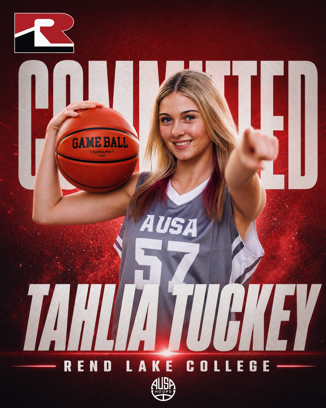 Tahlia Tuckey Commits to Rend Lake College for Basketball, commitment graphic