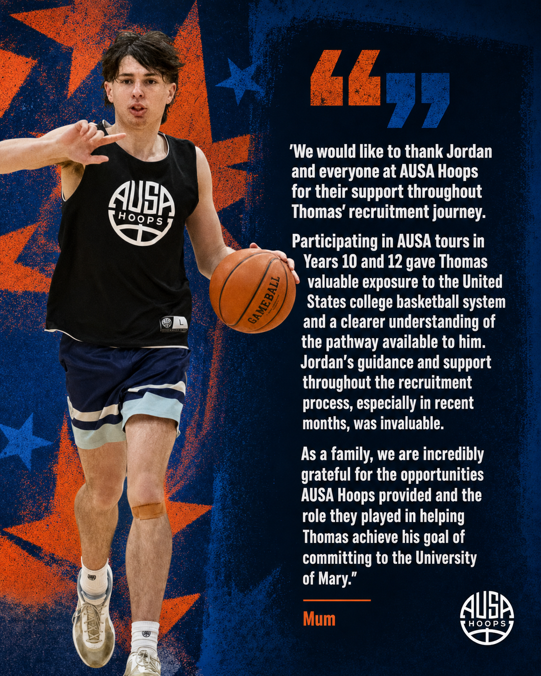 Thomas Lea Commits to University of Mary Men's Basketball — quote graphic